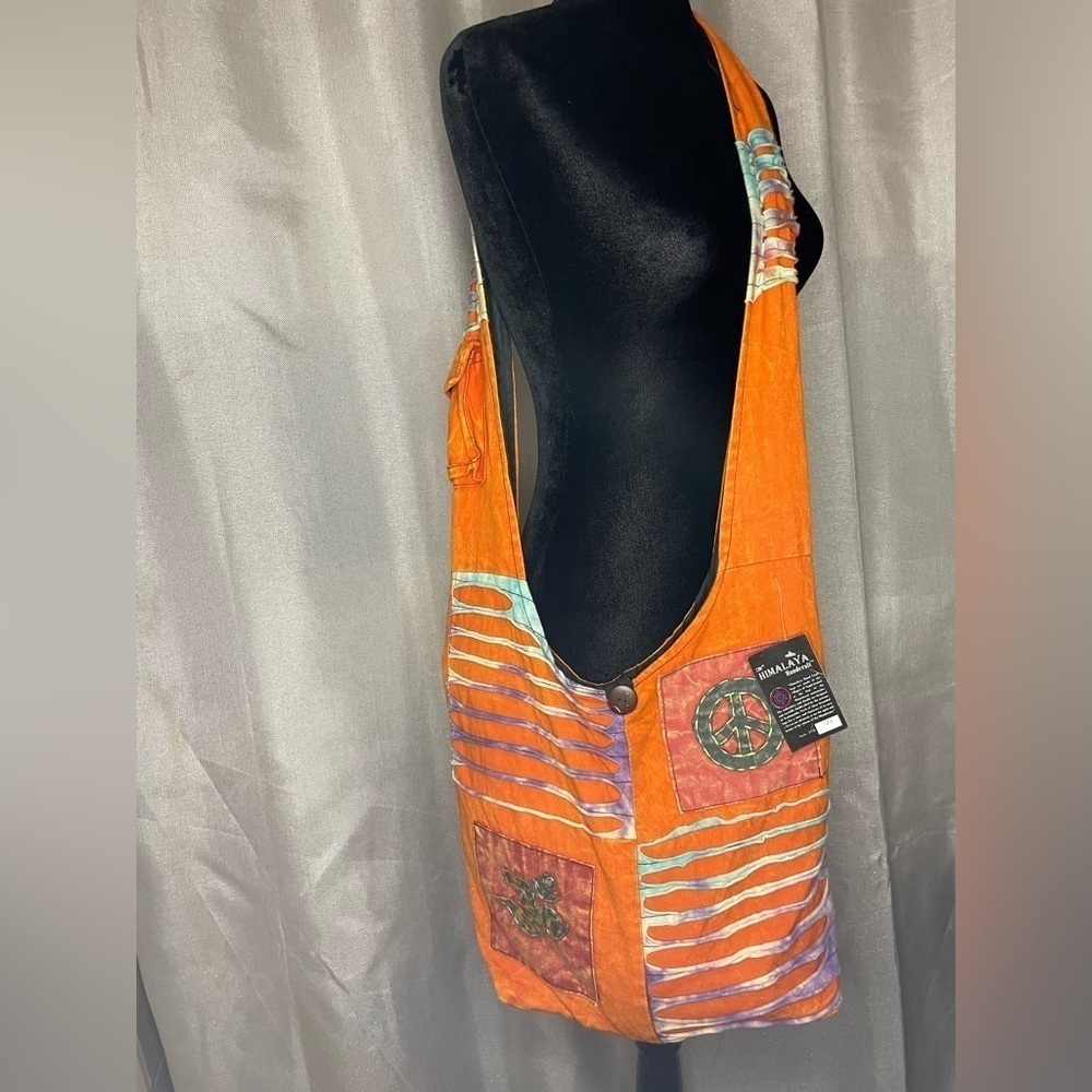 Himalayan Medium Size Crossbody Cloth Bag - Orange - Picture 7 of 9